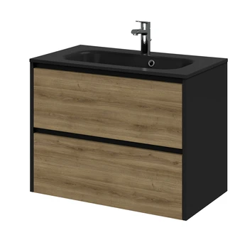 Tiger Reverse Meubelset 80 Cm Met 2 Lades Chalet Eik / Mat Zwart Inclusief Oval Wastafel Mat Zwart 3 Tiger Reverse Meubelset 80 Cm Met 2 Lades Chalet Eik / Mat Zwart Inclusief Oval Wastafel Mat Zwart